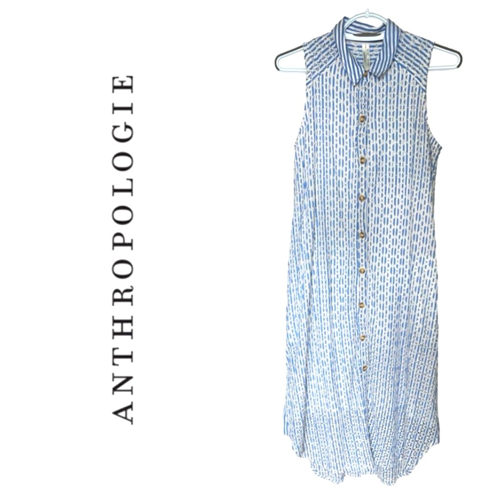 Anthropologie Kismet Shirt Dress Size 6 Eyelet
Collared Midi Pinstriped